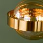 Ophira 2 Light Table Lamp Antique Gold Black Marble and Amber Ribbed Glass
