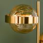 Ophira 2 Light Table Lamp Antique Gold Black Marble and Amber Ribbed Glass