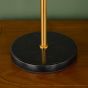 Ophira 2 Light Table Lamp Antique Gold Black Marble and Amber Ribbed Glass
