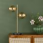 Ophira 2 Light Table Lamp Antique Gold Black Marble and Amber Ribbed Glass