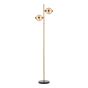 Ophira 2 Light Floor Lamp Antique Gold Black Marble and Amber Ribbed Glass