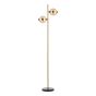 Ophira 2 Light Floor Lamp Antique Gold Black Marble and Amber Ribbed Glass