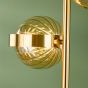 Ophira 2 Light Floor Lamp Antique Gold Black Marble and Amber Ribbed Glass