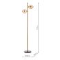 Ophira 2 Light Floor Lamp Antique Gold Black Marble and Amber Ribbed Glass