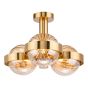 Ophira 3 Light Semi-Flush Antique Gold and Amber Ribbed Glass
