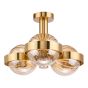 Ophira 3 Light Semi-Flush Antique Gold and Amber Ribbed Glass
