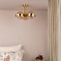 Ophira 3 Light Semi-Flush Antique Gold and Amber Ribbed Glass
