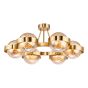 Ophira 6 Light Semi-Flush Antique Gold and Amber Ribbed Glass
