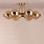 Ophira 6 Light Semi-Flush Antique Gold and Amber Ribbed Glass
