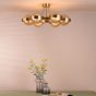 Ophira 6 Light Semi-Flush Antique Gold and Amber Ribbed Glass