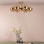 Ophira 6 Light Semi-Flush Antique Gold and Amber Ribbed Glass