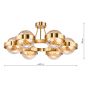 Ophira 6 Light Semi-Flush Antique Gold and Amber Ribbed Glass