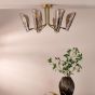 Ordelle 6 Light Adjustable Semi-Flush Antique Bronze and Tea Smoked Glass