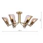 Ordelle 6 Light Adjustable Semi-Flush Antique Bronze and Tea Smoked Glass