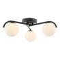 Orlena 3 Light Flush Matt Black and Opal Glass