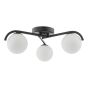 Orlena 3 Light Flush Matt Black and Opal Glass