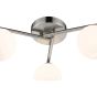 Orlena 3 Light Flush Satin Chrome and Opal Glass