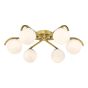 Orlena 6 Light Flush Satin Gold and Opal Glass