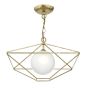 Orsini 1 Light Pendant Antique Gold Opal Glass Shade