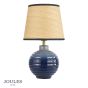 Joules Montacute Twin Pack Table Lamp Blue Ceramic and Matt Antique Brass With Shade