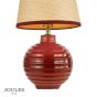 Joules Montacute Twin Pack Table Lamp Red Ceramic and Matt Antique Brass With Shade