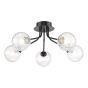 Poyen 5 Light Semi-Flush Matt Black and Ribbed Glass