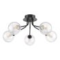 Poyen 5 Light Semi-Flush Matt Black and Ribbed Glass