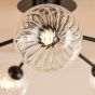 Poyen 5 Light Semi-Flush Matt Black and Ribbed Glass