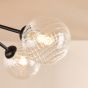 Poyen 5 Light Semi-Flush Matt Black and Ribbed Glass