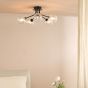 Poyen 5 Light Semi-Flush Matt Black and Ribbed Glass