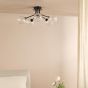 Poyen 5 Light Semi-Flush Matt Black and Ribbed Glass