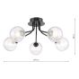 Poyen 5 Light Semi-Flush Matt Black and Ribbed Glass