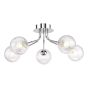 Poyen 5 Light Semi-Flush Polished Chrome and Ribbed Glass
