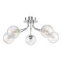 Poyen 5 Light Semi-Flush Polished Chrome and Ribbed Glass