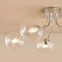 Poyen 5 Light Semi-Flush Polished Chrome and Ribbed Glass