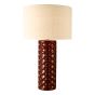Raja Table Lamp Red Ceramic and Antique Bronze With Shade