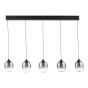 Ramona 5 Light Bar Pendant Matt Black and Smoked Ombre Glass LED