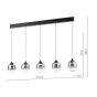 Ramona 5 Light Bar Pendant Matt Black and Smoked Ombre Glass LED
