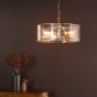 Ravis 3 Light Pendant Antique Bronze and Textured Glass