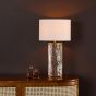 Ravis Table Lamp Antique Bronze and Textured Glass With Shade