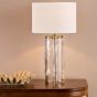 Ravis Table Lamp Antique Bronze and Textured Glass With Shade