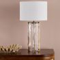 Ravis Table Lamp Antique Bronze and Textured Glass With Shade