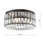 Relena 4 Light Flush Matt Black and Crystal