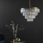 Rhapsody 6 Light Chandelier Crystal and Natural Brass
