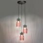 Rhubarb 3 Light Cluster Pendant Pink and Green Ribbed Glass
