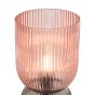 Rhubarb Table Lamp Pink and Green Ribbed Glass