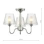 Rimaz 3 Light Bathroom Semi Flush Polished Chrome and Ribbed Glass IP44