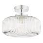Riva Bathroom Ceiling Light Ribbed Glass and Polished Chrome IP44