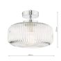 Riva Bathroom Ceiling Light Ribbed Glass and Polished Chrome IP44
