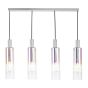 Ruben 4 Light Bar Pendant Satin Silver and Ribbed Iridised Glass